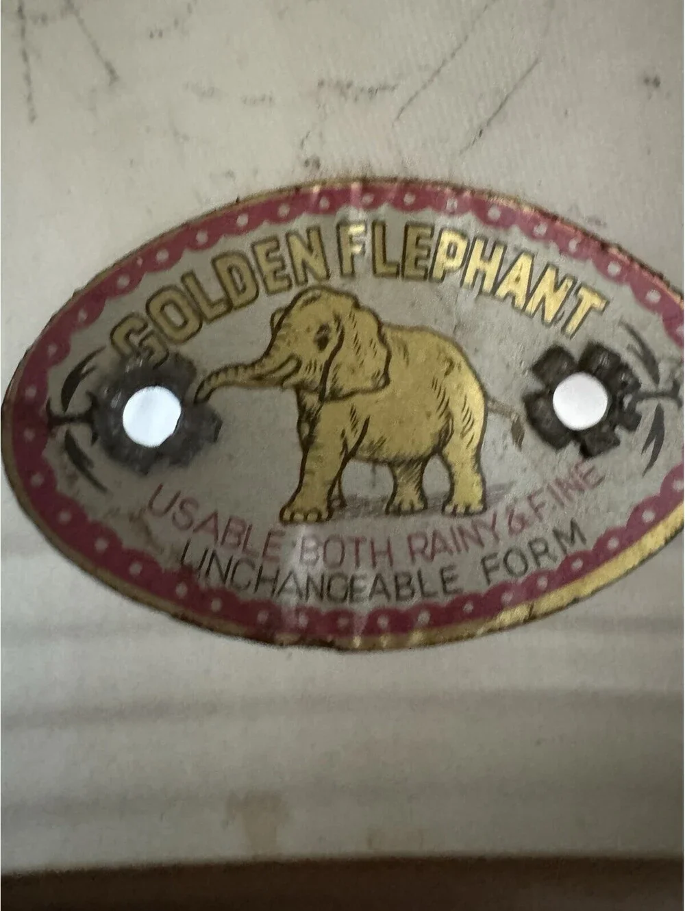 Vintage Golden Elephant Pith Helmet Safari Hat White Rain Sun Costume